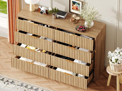 8-Drawer Grooved Dresser — Modern Bedroom Storage