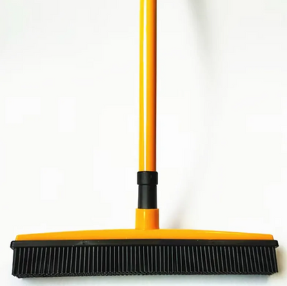 Pet Hair Removal Broom & Mop — Rubber Bristle Floor Cleaner for Dog & Cat Hair