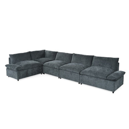 LuneluX_Home  115.5" Modular Deep Gray Sectional Sofa with Storage &amp;