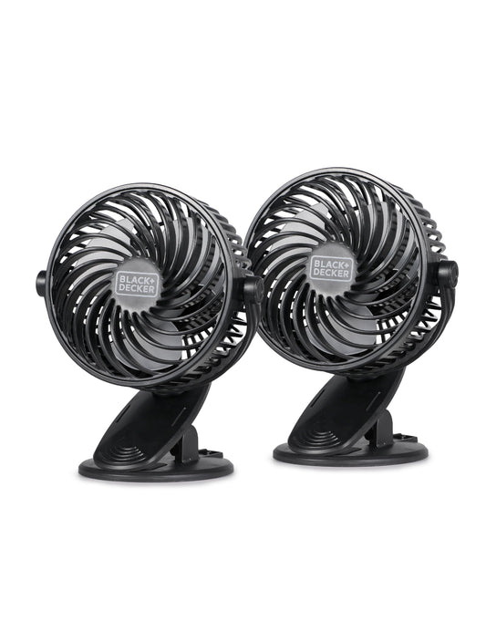 BLACK+DECKER 4" Convertible Cooling Fan – Clip-On & Standing Desk Fan, 3 Speeds, 2-Pack