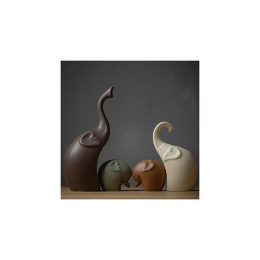 A Family That Stays Together — Nordic Matte Ceramic Elephant Family Figurines