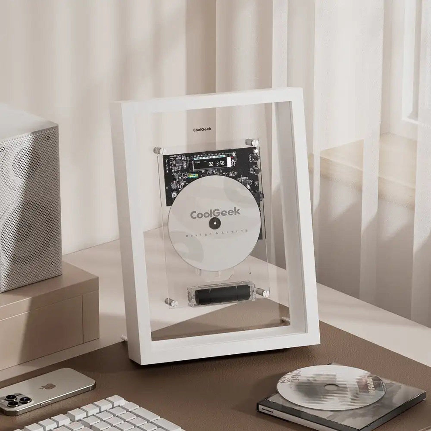 Transparent CD Player — Bluetooth Hi-Fi Audio with Vertical Display Design
