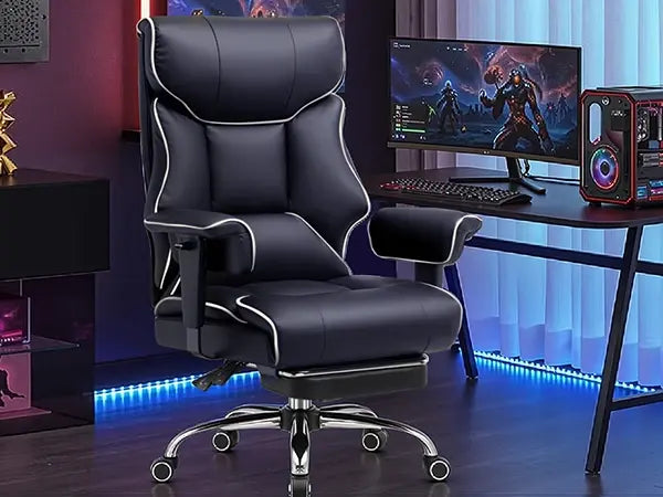 COMHOMA Big and Tall Office Chair 400lbs High Back Leather Executive Chair with Ergonomic Lumbar Support & Pocket Spring Cushion Jonine&