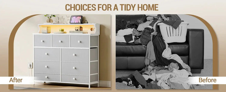 White Chest of Drawers 100 cm,2 USB & 2 AC Ports,Chest of Drawers with 9 Drawers,Versatile Storage Furniture for Living,Bedroom Jonine&