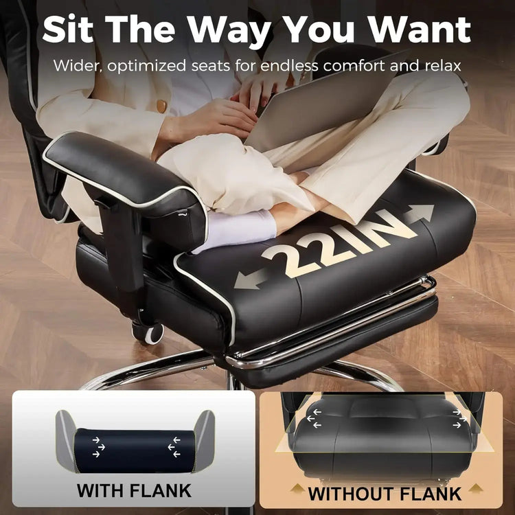 COMHOMA Big and Tall Office Chair 400lbs High Back Leather Executive Chair with Ergonomic Lumbar Support & Pocket Spring Cushion Jonine&