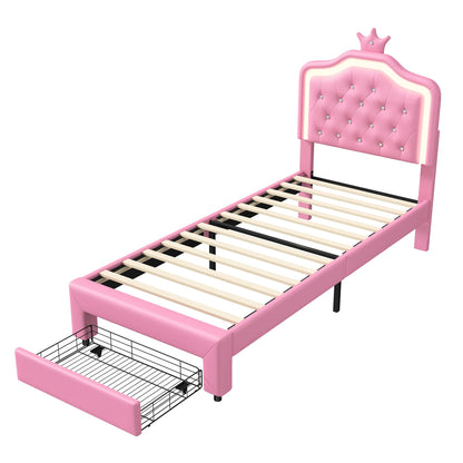 Her Room, Her World — Girls' LED Upholstered Storage Bed with Drawer