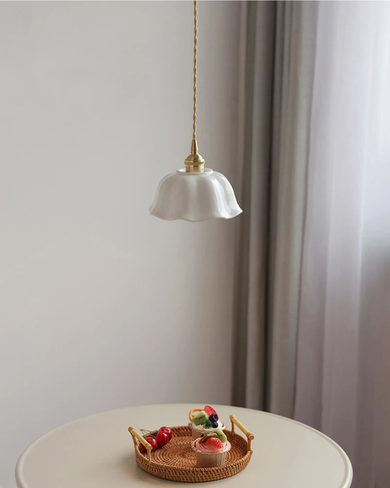Nordic Copper & Ceramic LED Pendant Light — Modern Hanging Lamp for Kitchen, Bedroom & Cafe