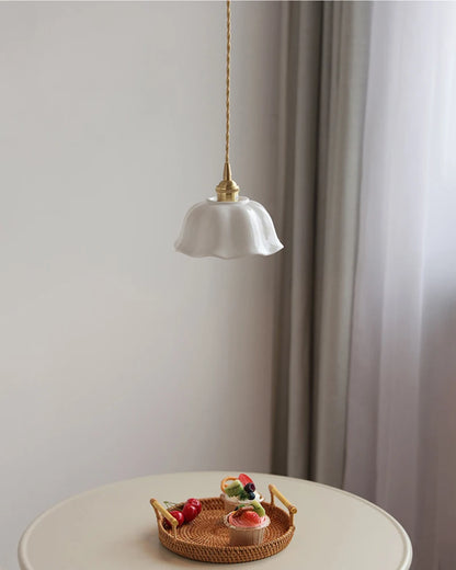Nordic Copper & Ceramic LED Pendant Light — Modern Hanging Lamp for Kitchen, Bedroom & Cafe