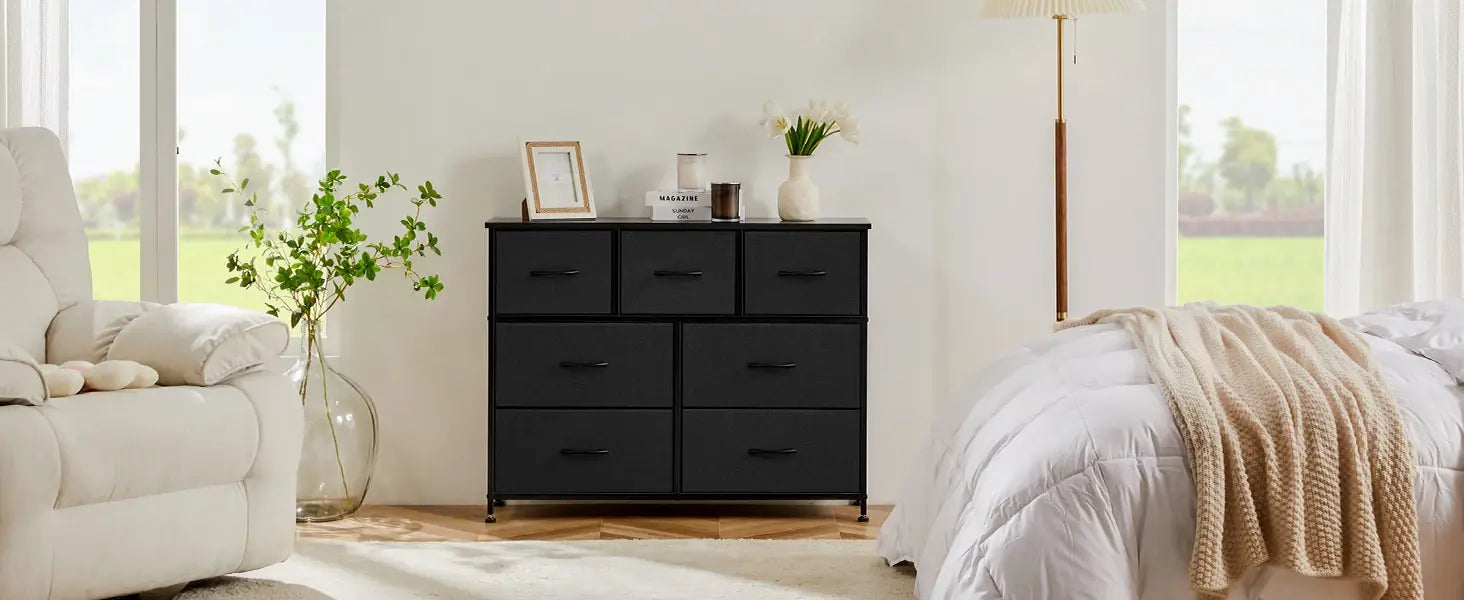 JHK Desser For Bedroom With 7 Fabric Drawers Organizer Storage Closet Chest Clothes For Living Room Display Cabinet Of Furniture Jonine&