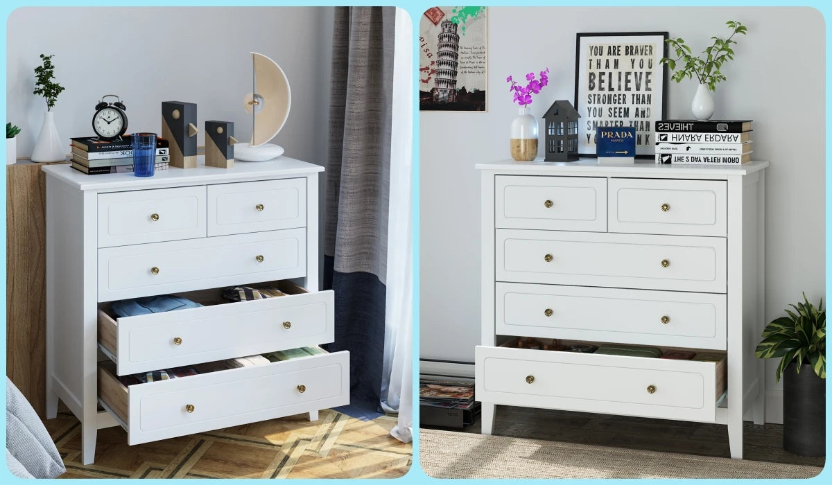 Getone Chest of Drawers Bedroom, Storage Cabinet with 6 Drawers, Sideboard, Bedroom Dresser, 80x40x80cm, White