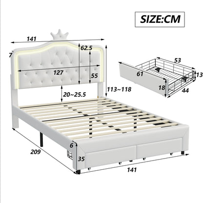Her Room, Her World — Girls' LED Upholstered Storage Bed with Drawer