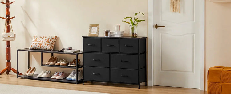 JHK Desser For Bedroom With 7 Fabric Drawers Organizer Storage Closet Chest Clothes For Living Room Display Cabinet Of Furniture Jonine&