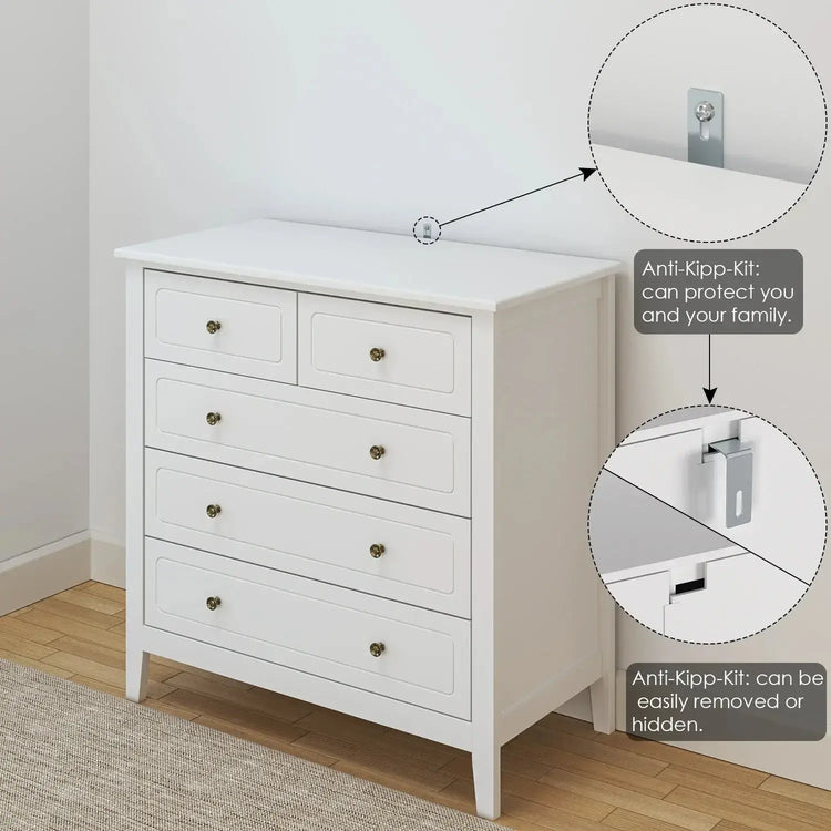6-Drawer Chest of Drawers – White Bedroom Dresser & Storage Cabinet, 80x40x80cm Jonine’s Corner