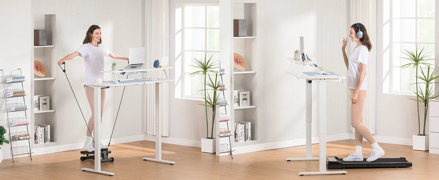 COMHOMA Height Adjustable desk Electric Drawer Monitor stand 3 Height Tablet stand White