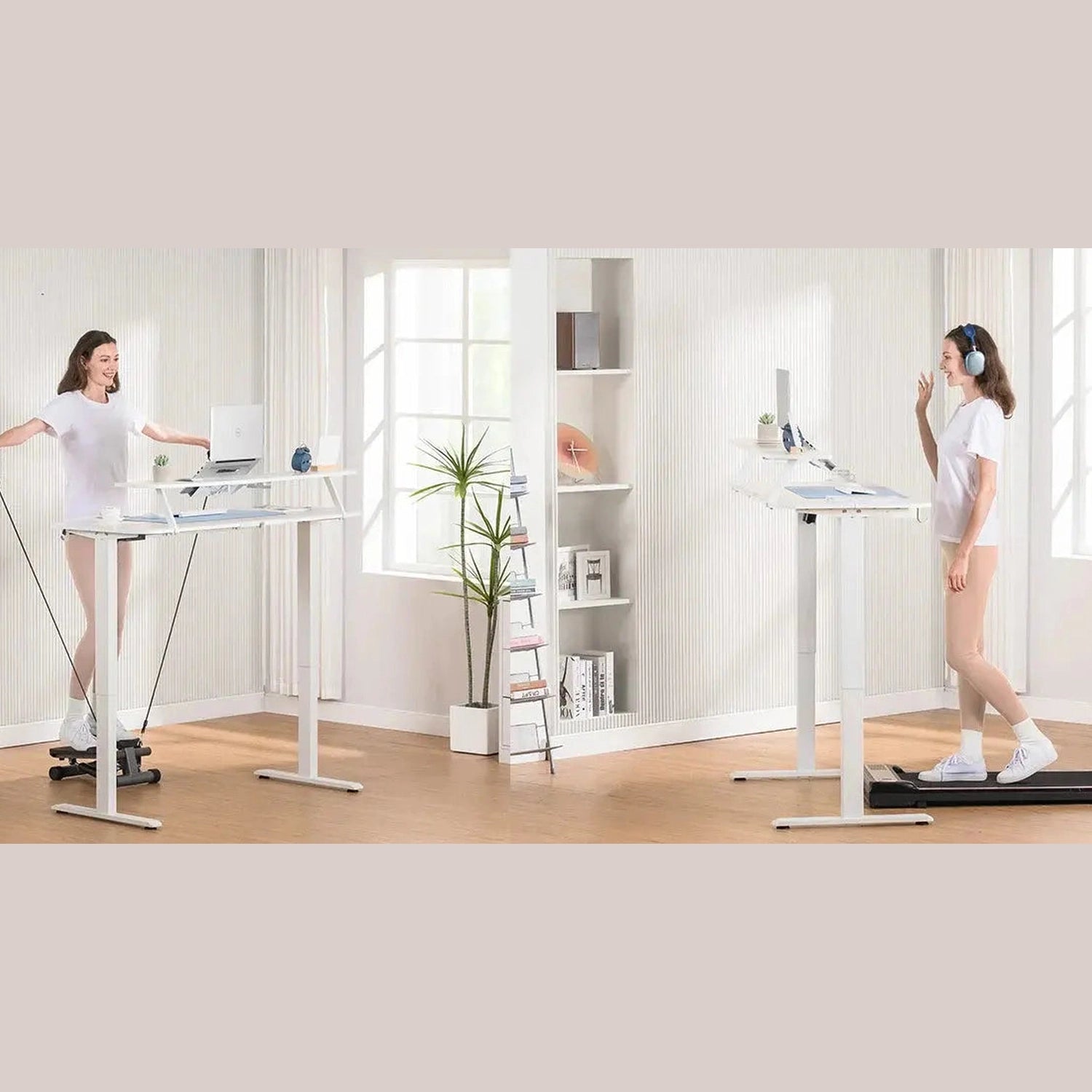 COMHOMA Height Adjustable desk Electric Drawer Monitor stand 3 Height Tablet stand White Jonine&