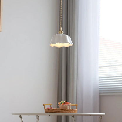 Nordic Copper & Ceramic LED Pendant Light — Modern Hanging Lamp for Kitchen, Bedroom & Cafe