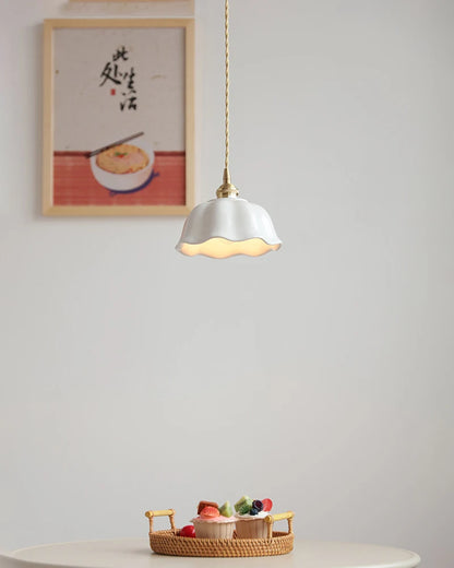 Nordic Copper & Ceramic LED Pendant Light — Modern Hanging Lamp for Kitchen, Bedroom & Cafe