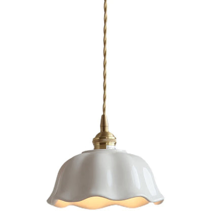 Nordic Copper & Ceramic LED Pendant Light — Modern Hanging Lamp for Kitchen, Bedroom & Cafe