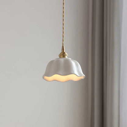 Nordic Copper & Ceramic LED Pendant Light — Modern Hanging Lamp for Kitchen, Bedroom & Cafe