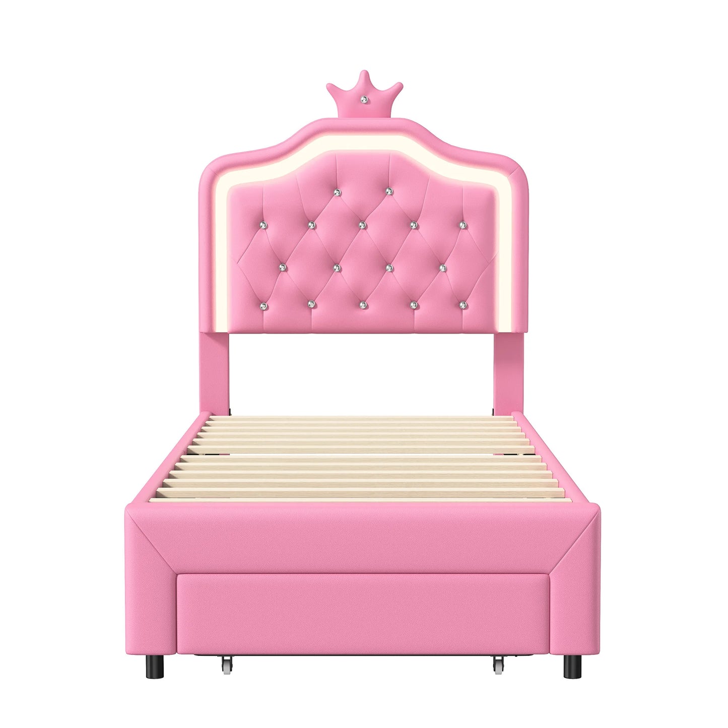 Her Room, Her World — Girls' LED Upholstered Storage Bed with Drawer