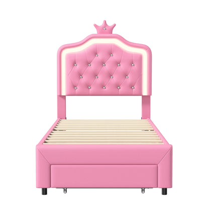 Her Room, Her World — Girls' LED Upholstered Storage Bed with Drawer