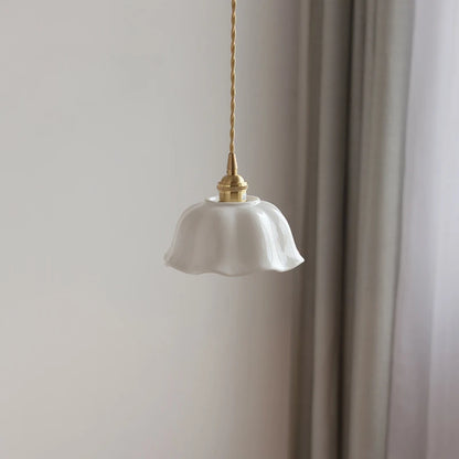 Nordic Copper & Ceramic LED Pendant Light — Modern Hanging Lamp for Kitchen, Bedroom & Cafe