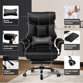 COMHOMA Big and Tall Office Chair 400lbs High Back Leather Executive Chair with Ergonomic Lumbar Support & Pocket Spring Cushion Jonine&