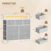 9-Drawer Chest with LED Strip, USB & AC Charging Ports – Modern White Storage Dresser