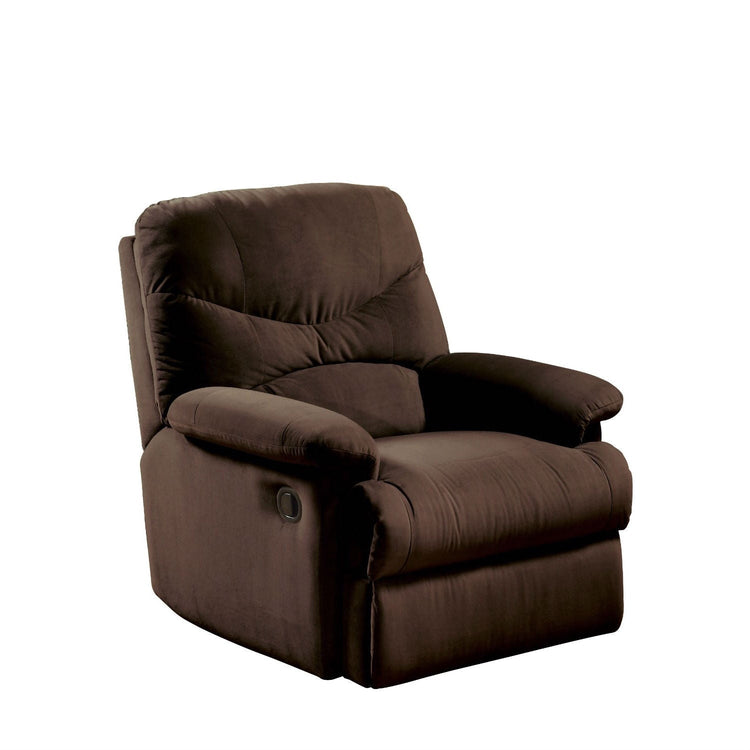 Comfortable Recliner Chair in Chocolate Brown Microfiber Upholstery FastFurnishings