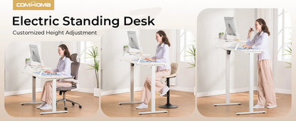 COMHOMA Height Adjustable desk Electric Drawer Monitor stand 3 Height Tablet stand White