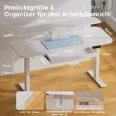COMHOMA Height Adjustable desk Electric Drawer Monitor stand 3 Height Tablet stand White