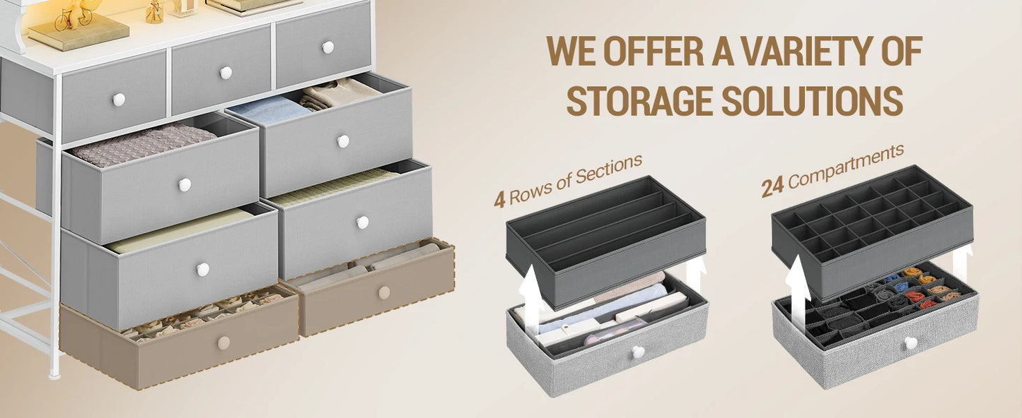 White Chest of Drawers 100 cm,2 USB & 2 AC Ports,Chest of Drawers with 9 Drawers,Versatile Storage Furniture for Living,Bedroom