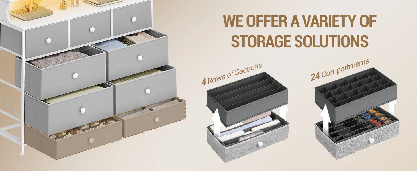 White Chest of Drawers 100 cm,2 USB &amp; 2 AC Ports,Chest of Drawers with 9 Drawers,Versatile Storage Furniture for Living,Bedroom