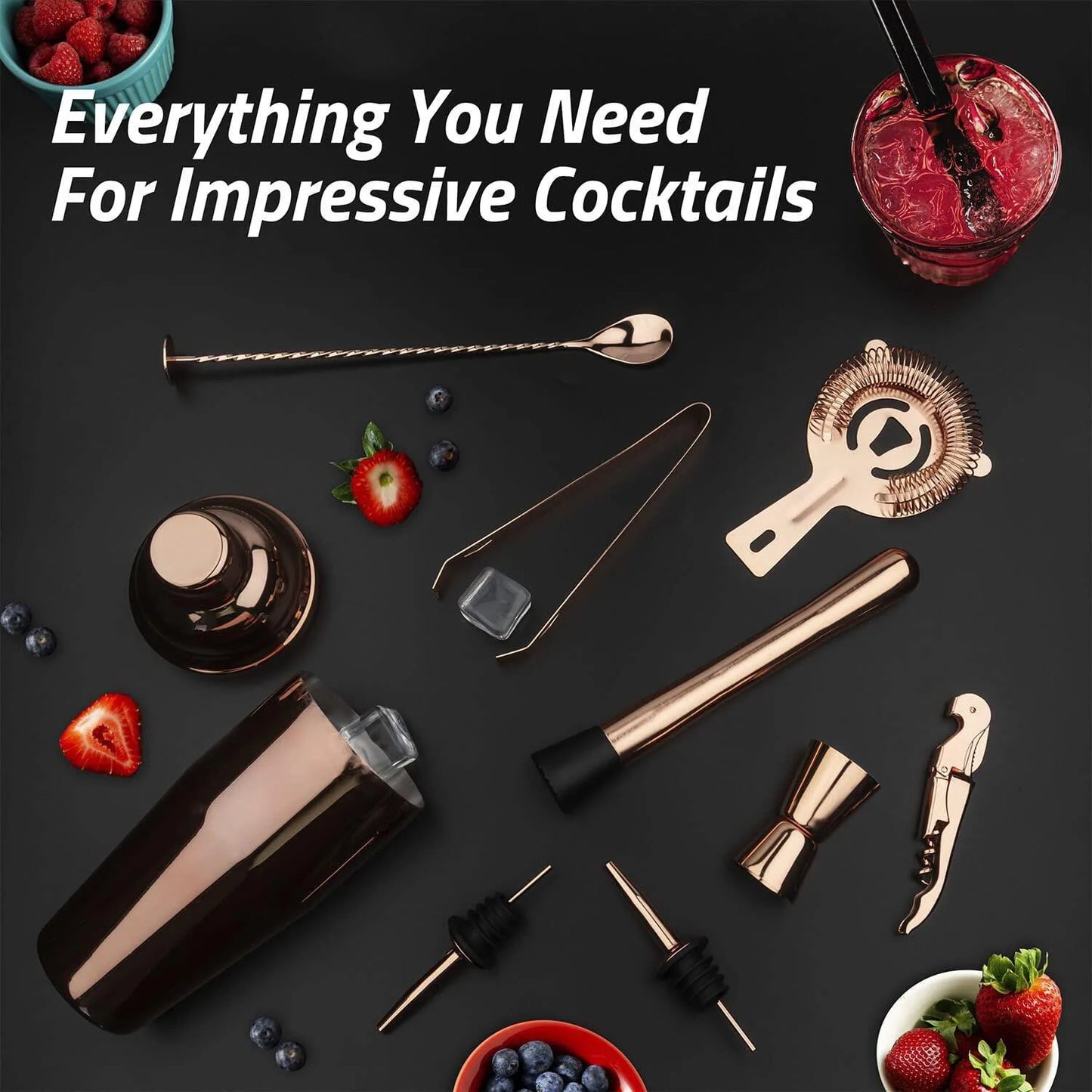 Mixology Bartender Kit — 10-Piece Bar Tool Set with Bamboo Stand