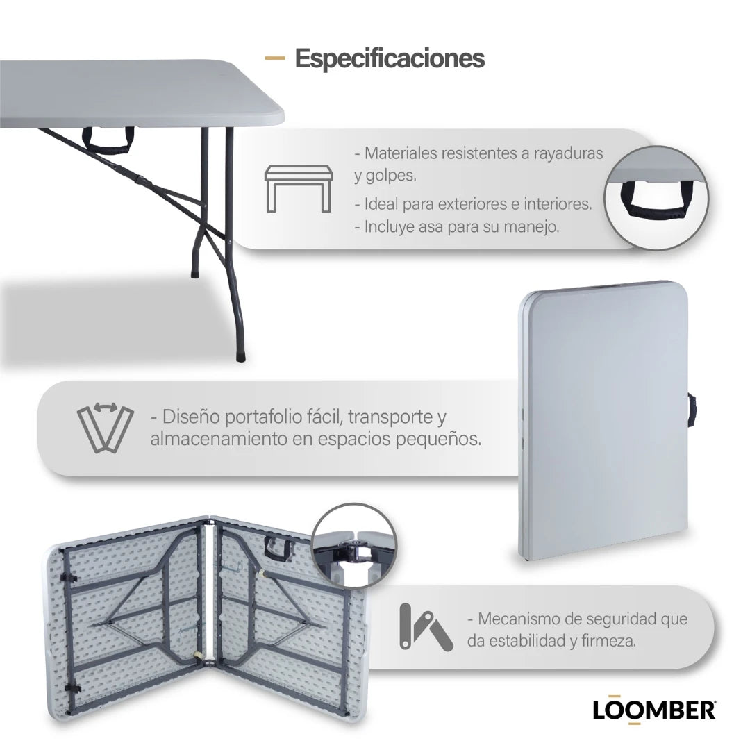 180 Centimeter White Folding Portfolio Table for Events, Parties and Meetings