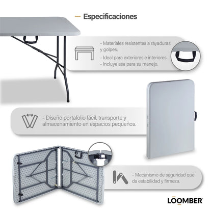 180 Centimeter White Folding Portfolio Table for Events, Parties and Meetings