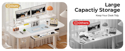 COMHOMA Height Adjustable desk Electric Drawer Monitor stand 3 Height Tablet stand White