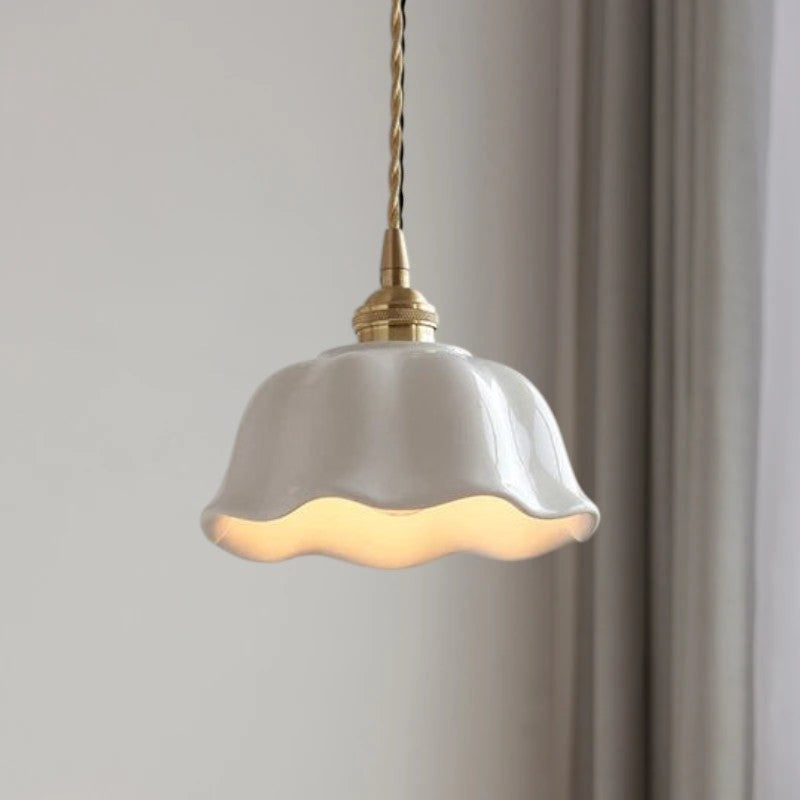 Nordic Copper &amp; Ceramic LED Pendant Light — Modern Hanging Lamp for Kitchen, Bedroom &amp; Cafe