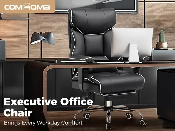 COMHOMA Big and Tall Office Chair 400lbs High Back Leather Executive Chair with Ergonomic Lumbar Support & Pocket Spring Cushion Jonine&