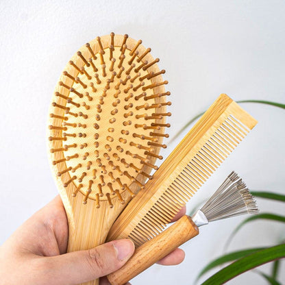 Bamboo Hair Brush Set for Gentle, Sustainable Hair Care