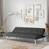 Modern Futon Sofa Bed in Charcoal Grey Fabric with Chrome Metal Legs-0