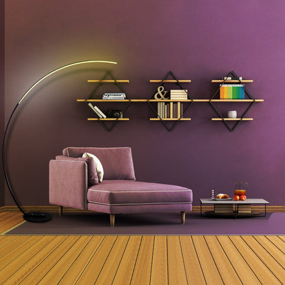 RGBW floor lamp close-up - modern curve design LED lighting