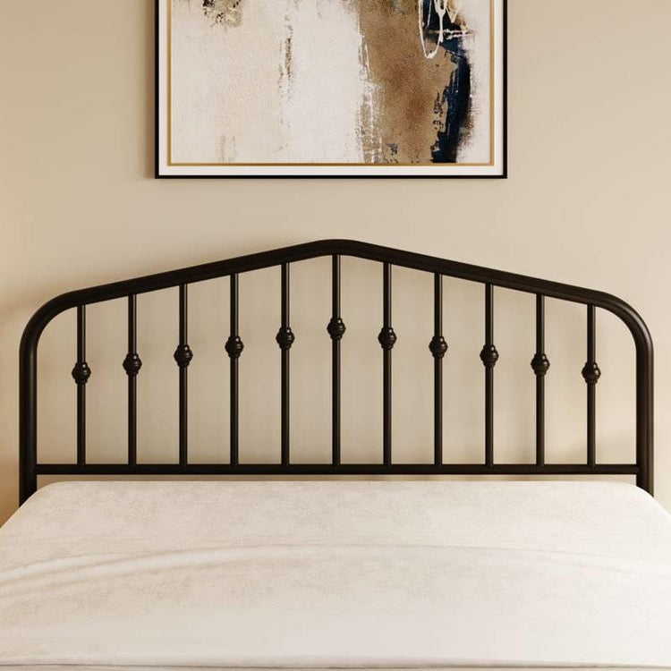 Queen Farmhouse Spindle Black Metal Platform Bed Frame with Headboard Footboard-2