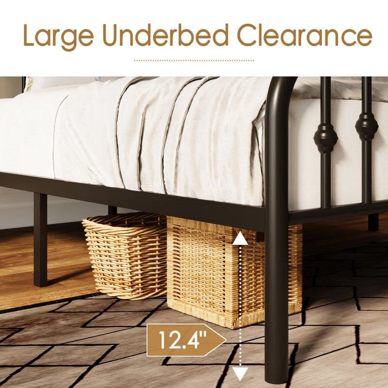 Farmhouse Spindle Platform Bed — Queen, Black Metal