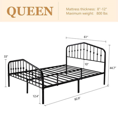 Farmhouse Spindle Platform Bed — Queen, Black Metal