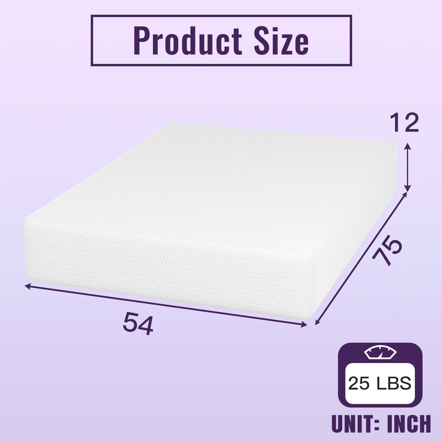 Full size 12-inch Charcoal Infused Memory Foam Mattress with Removable Cover FastFurnishings