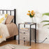Modern Black Metal Nightstand with Grey Wood Finish Drawers and Shelf FastFurnishings
