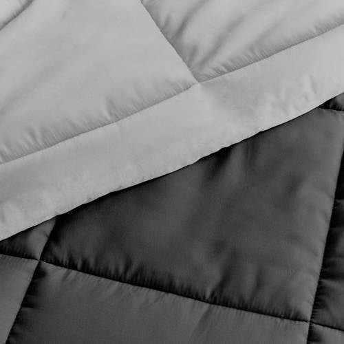 Full/Queen 3-Piece Microfiber Reversible Comforter Set in Grey / Light Grey FastFurnishings