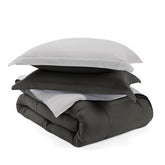 Full/Queen 3-Piece Microfiber Reversible Comforter Set in Grey / Light Grey FastFurnishings