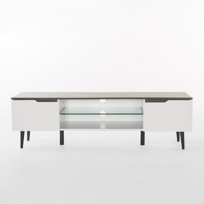Modern TV Stand &amp; Media Console in Gray + White Matte